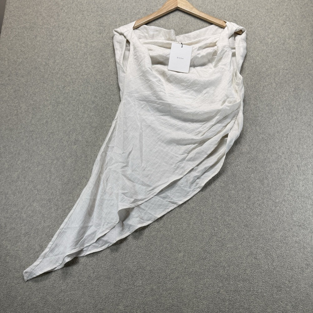 NWT DISSH Jolie Creme Marle Asym Tunic Top Linen Blend Asymmetrical Size US 4